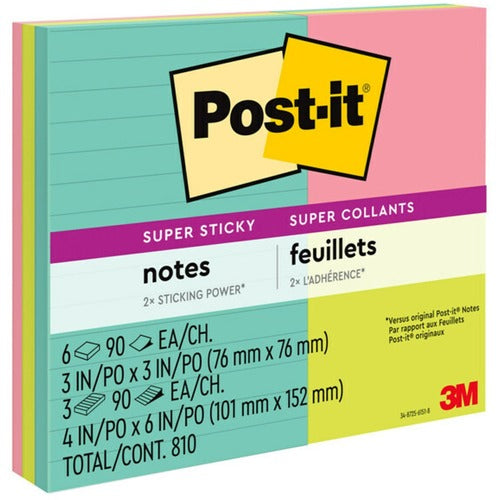 Post-it&reg; Super Sticky Notes - Miami Color Collection - MMM46339SSMIA