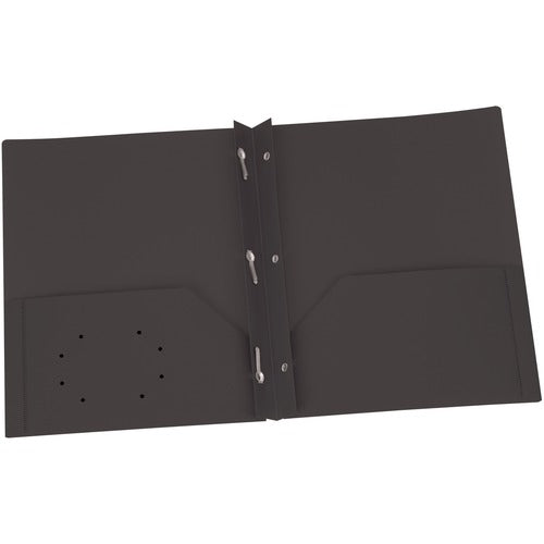 Oxford Black Two Pocket Poly Portfolio with Prongs - OXF76022