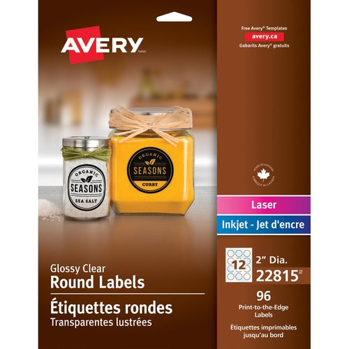 Avery&reg; Glossy Clear 2" Round Labels - AVE22815