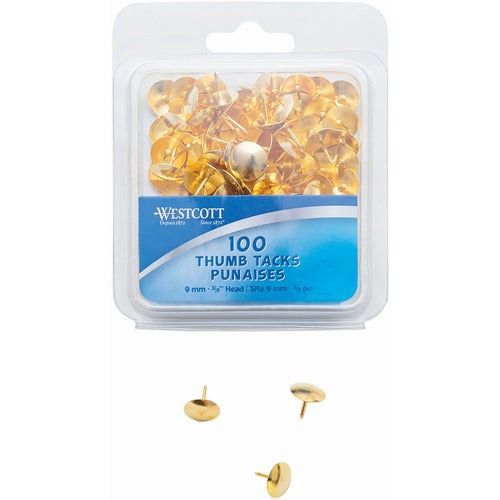 Westcott Westcott Brass Thumb Tacks (3/8" dia.), 100/clamshell ACM05205