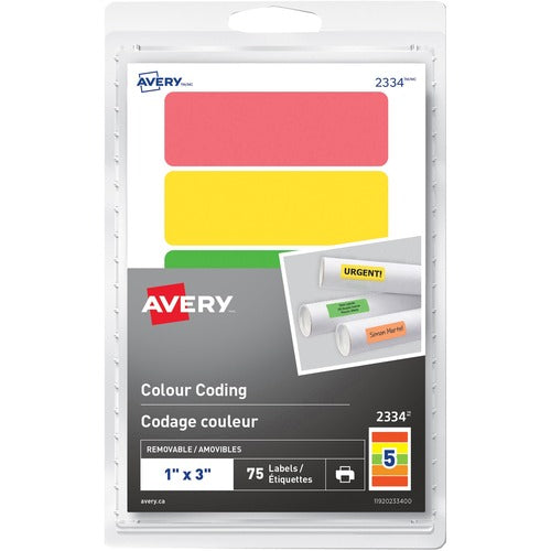 Avery&reg; Removable Rectangular Colour Coding Labels - AVE2334