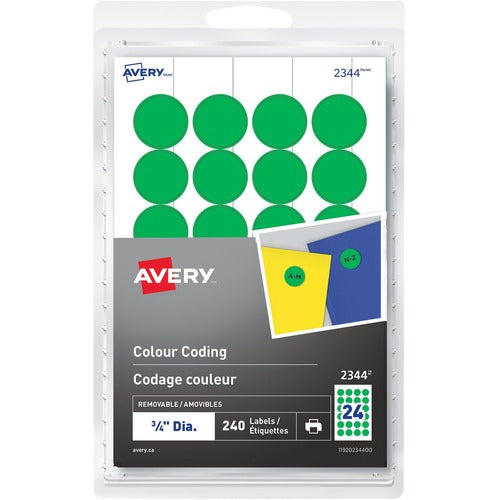 Avery&reg; Removable Colour Coding Labels for Laser and Inkjet Printers, 3/4" - AVE2344