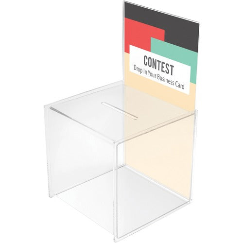 Deflecto 66001 Suggestion/Coin Box with 203mm x 375mm Sign Holder - DEF66001