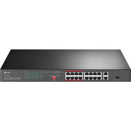 TP-Link TP-Link 16-Port 10/100 Mbps + 2-Port Gigabit Rackmount Switch with 16-Port PoE+ TPLTLSL1218P