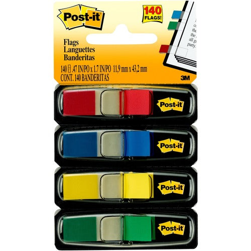 Post-it&reg; 1/2"W Flags in Primary Colors - 4 Dispensers - MMM6834