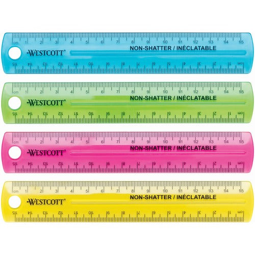 Westcott Westcott 15cm Non-Shatter Plastic Ruler - Neon Colours ACM15989