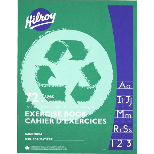 Hilroy Hilroy ecycled Stitchbook, 72 pages, 1/2 Plain, 1/2 Interlined Ruling HLR12155R