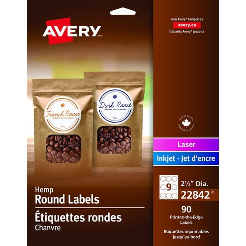 Avery&reg; Avery&reg; Print-to-the-Edge Hemp Labels 2-1/2" 90/pkg AVE22842