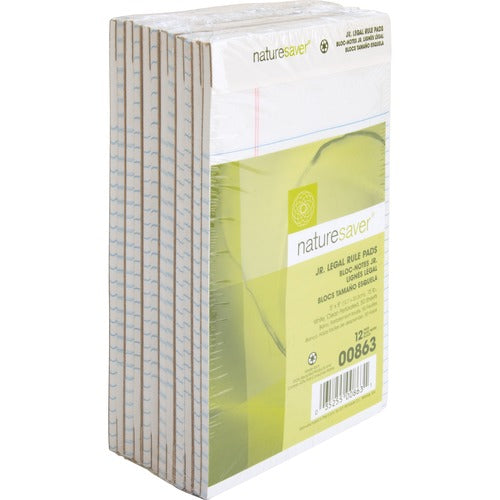 Nature Saver 100% Recycled White Jr. Rule Legal Pads - Jr.Legal - NAT00863