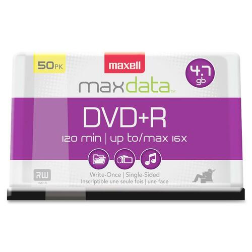 Maxell DVD Recordable Media - DVD+R - 16x - 4.70 GB - 50 Pack Spindle - MAX639013