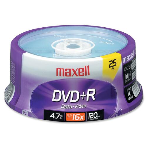 Maxell Maxell DVD Recordable Media - DVD+R - 16x - 4.70 GB - 25 Pack Spindle MAX639011