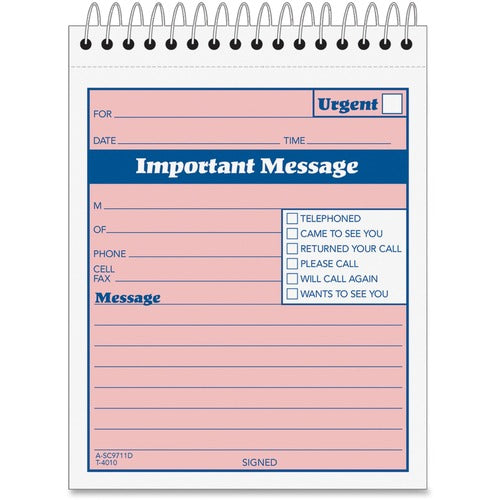 Adams Spiral-bound Phone Message Booklet - ABFSC9711D