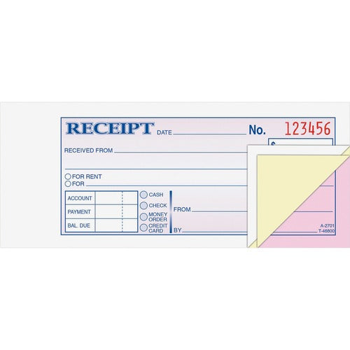 Adams Tapebound 3-part Money Receipt Book - ABFTC2701