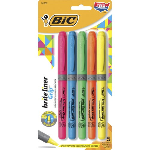 BIC Brite Liner Grip Highlighters - BICGBLP51AST