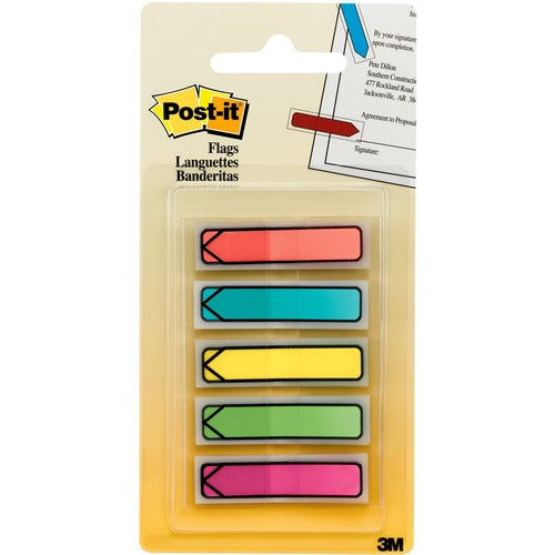 Post-it&reg; 1/2"W Arrow Flags in On-the-Go Dispenser - Bright Colors - MMM684ARR2