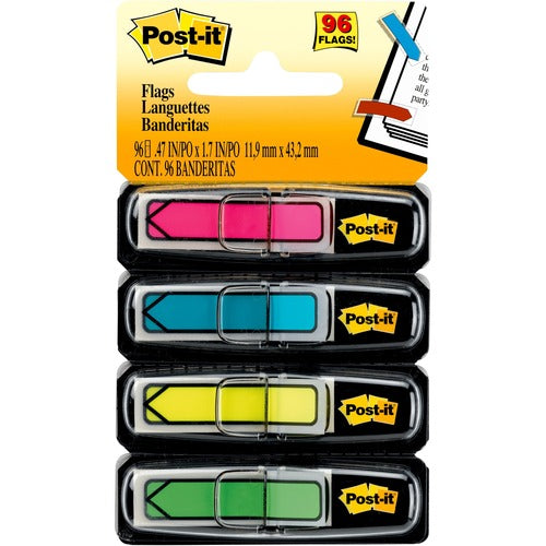 Post-it&reg; 1/2"W Arrow Flags -Bright Colors - 4 Dispensers - MMM684ARR4
