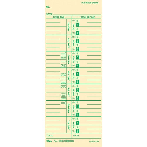 TOPS Numbered Days Time Cards - TOP12563