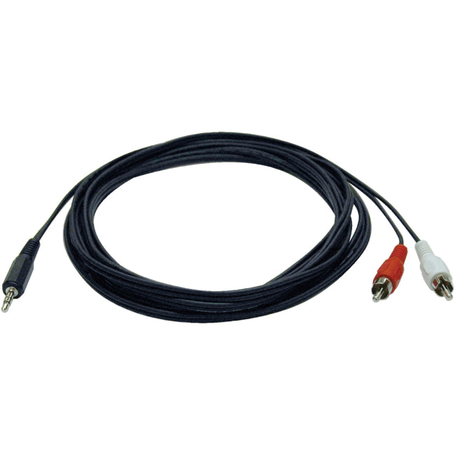 Tripp Lite 12ft Mini Stereo to 2 RCA Audio Y Splitter Adapter Cable 3.5mm M-M 12'