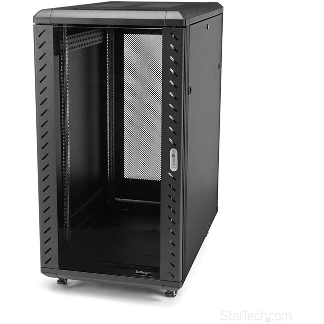 StarTech.com 22U Server Rack Cabinet on Wheels - 36 inch Adjustable Depth - Portable Network Equipment Enclosure (RK2236BKF)  FRN