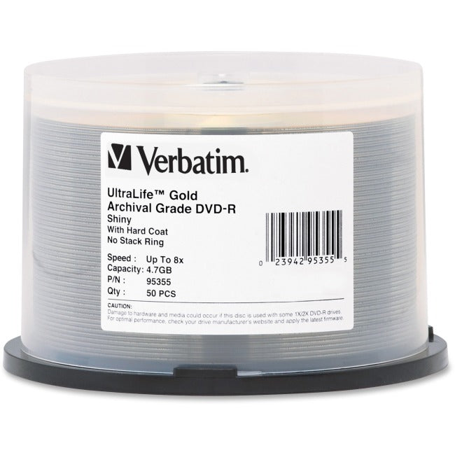 Verbatim UltraLife 95355 DVD Recordable Media - DVD-R - 8x - 4.70 GB - 50 Pack Spindle