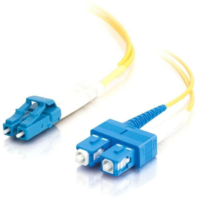 C2G 8m LC-SC 9/125 OS2 Duplex Single-Mode PVC Fiber Optic Cable - Yellow