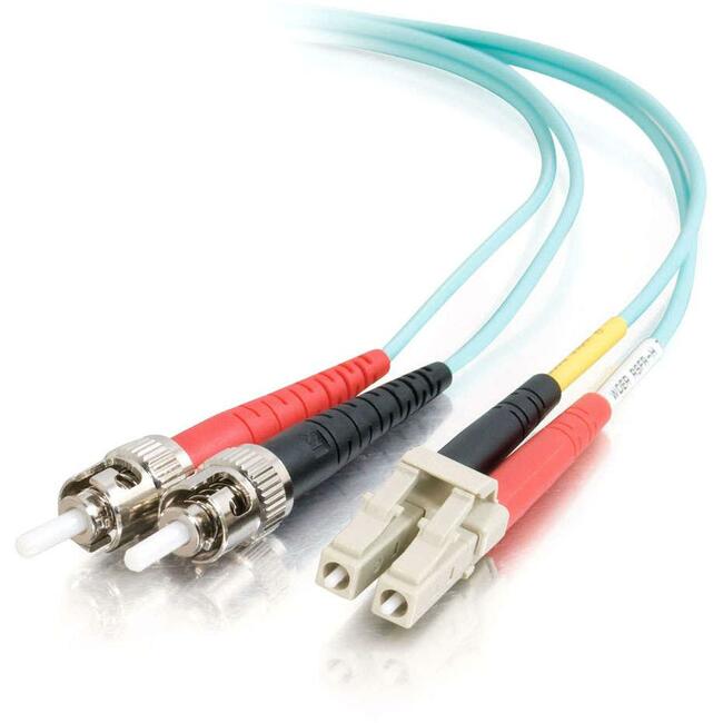 C2G 2m LC-ST 10Gb 50-125 OM3 Duplex Multimode PVC Fiber Optic Cable - Aqua