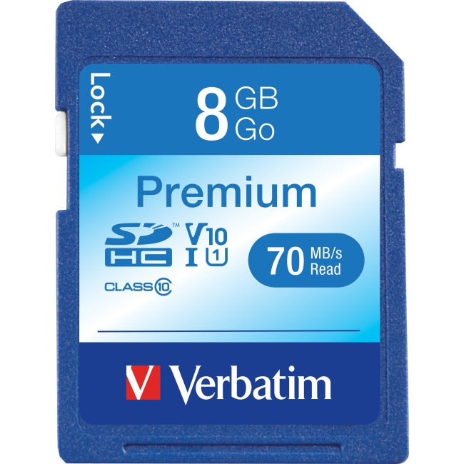 Verbatim 8GB Premium SDHC Memory Card, UHS-I V10 U1 Class 10