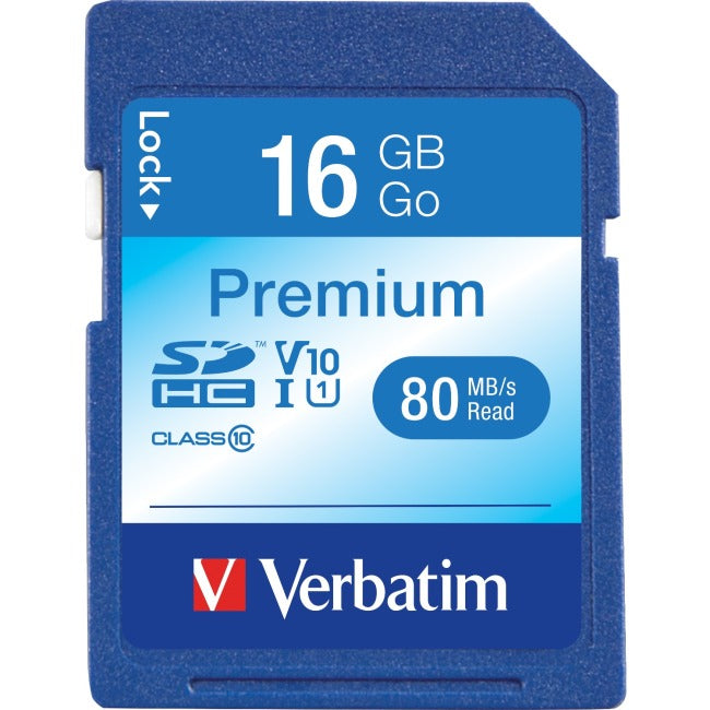 Verbatim 16GB Premium SDHC Memory Card, UHS-I V10 U1 Class 10
