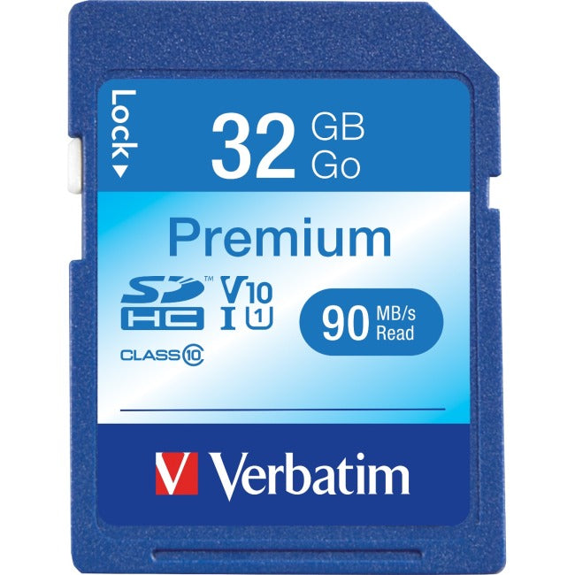 Verbatim 32GB Premium SDHC Memory Card, UHS-I V10 U1 Class 10