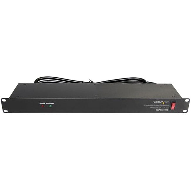 Star Tech.com Rackmount PDU with 8 Outlets with Surge Protection - 19in Power Distribution Unit - 1U