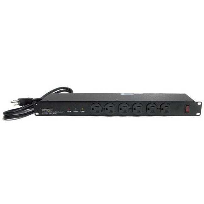 Star Tech.com Rackmount PDU with 16 Outlets and Surge Protection - 19in Power Distribution Unit - 1U