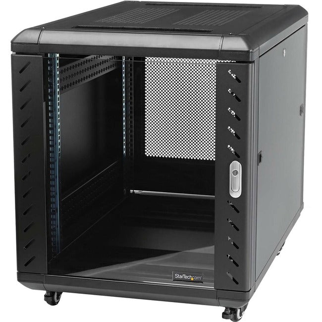 StarTech.com 12U AV Rack Cabinet - Network Rack with Glass Door - 19 inch Computer Cabinet for Server Room or Office (RK1236BKF)  FRN