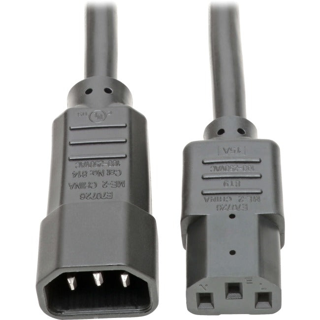 Tripp Lite 1ft Power Cord Extension Cable C14 to C13 Heavy Duty 15A 14AWG 1'