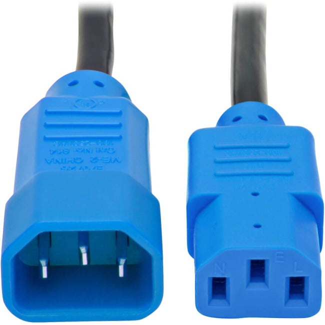 Tripp Lite 4ft Computer Power Cord Extension Cable C14 to C13 Blue 10A 18AWG 4'