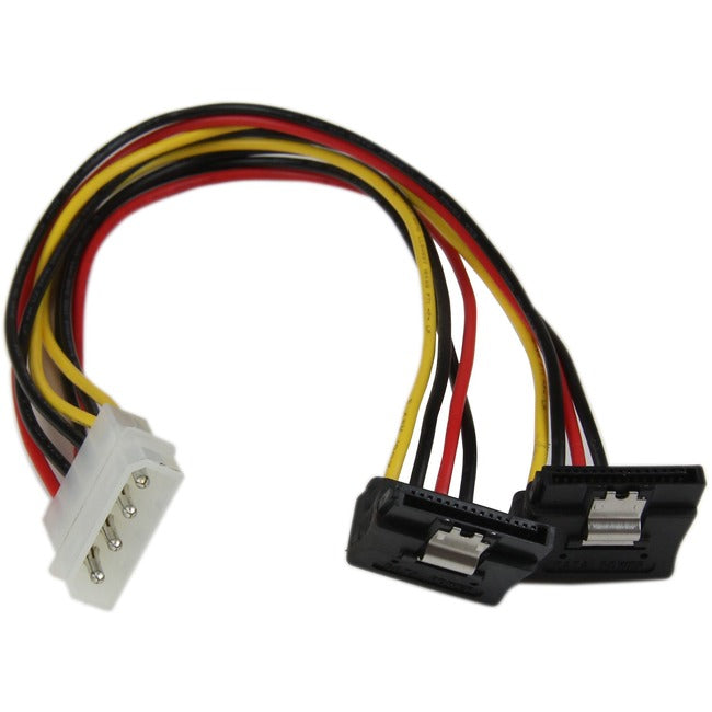 Star Tech.com 12in LP4 to 2x Right Angle Latching SATA Power Y Cable Splitter - 4 Pin LP4 to Dual SATA