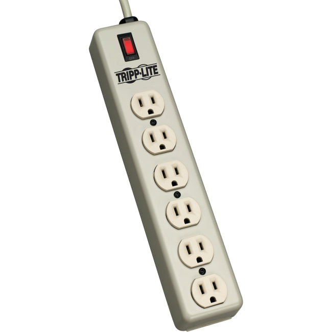 Tripp Lite Waber Power Strip Metal 5-15R 6 Outlet 5-15P 15' Cord - NEMA 5-15P - 6 NEMA 5-15R - 15ft