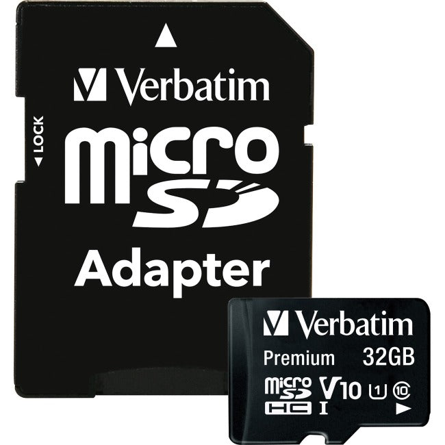 Verbatim 32GB Premium microSDHC Memory Card with Adapter, UHS-I V10 U1 Class 10