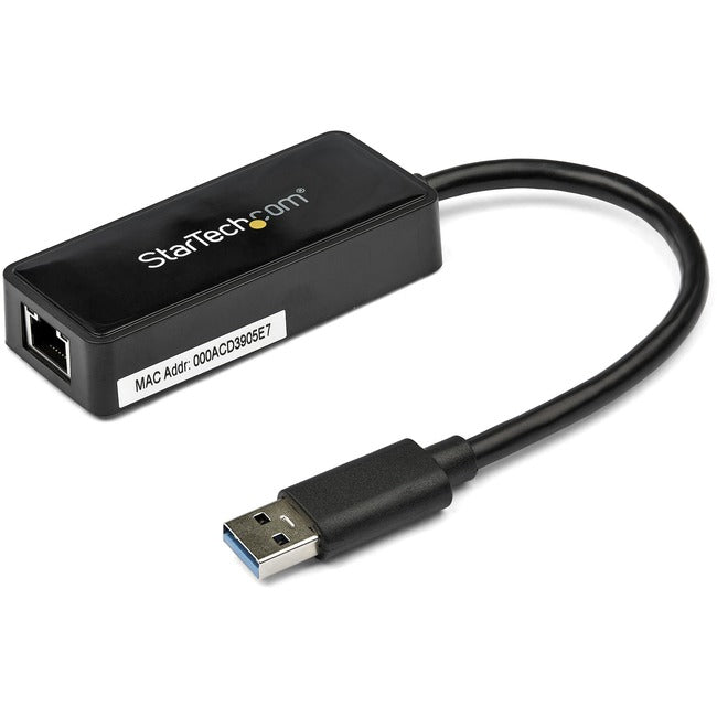 StarTech.com USB 3.0 to Gigabit Ethernet Adapter NIC w- USB Port - Black