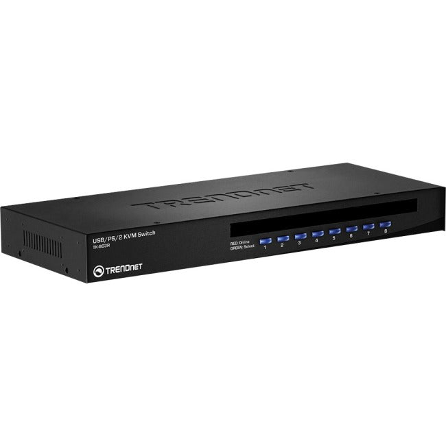 TRENDnet 8-Port USB-PS2 Rack Mount KVM Switch, TK-803R, VGA & USB Connection, Supports USB & PS-2 Connections, Device Monitoring, Auto Scan, Audible Feedback, Control up to 8 Computers-Servers