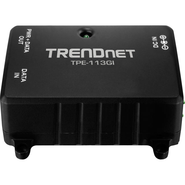 TRENDnet Gigabit Power Over Ethernet Injector, Full Duplex Gigabit Speeds, 1 x Gigabit Ethernet Port, 1 x PoE Gigabit Ethernet Port, Network Devices Up To 100M (328 ft), 15.4W, Black, TPE-113GI