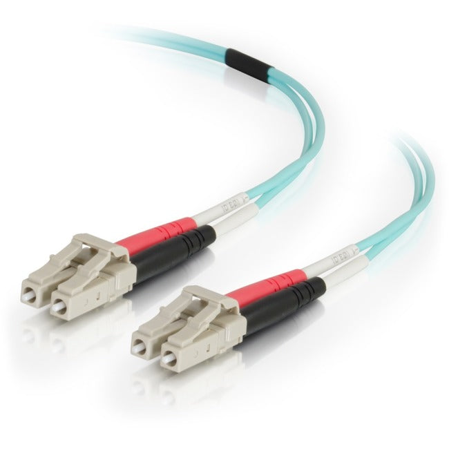 C2G 1m LC-LC 50-125 OM4 Duplex Multimode PVC Fiber Optic Cable - Aqua