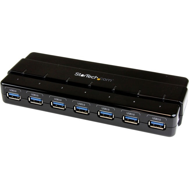 StarTech.com 7 Port SuperSpeed USB 3.0 Hub - Desktop USB Hub with Power Adapter - Black