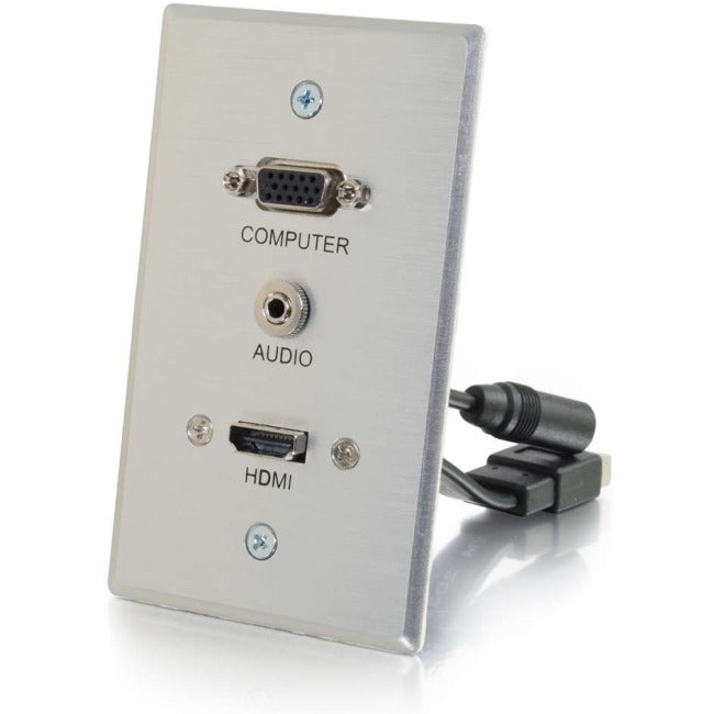 C2G HDMI, VGA + 3.5mm Pass Through Single Gang Wall Plate