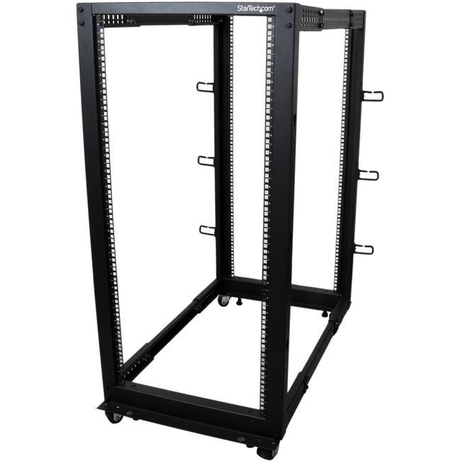 StarTech.com 25U Adjustable Depth Open Frame 4 Post Server Rack w- Casters - Levelers and Cable Management Hooks  FRN