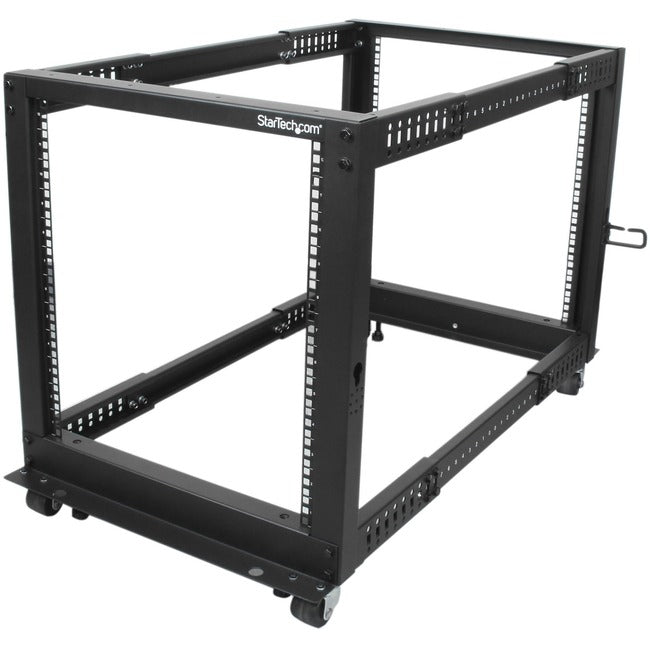 StarTech.com 12U Adjustable Depth Open Frame 4 Post Server Rack w- Casters - Levelers and Cable Management Hooks  FRN