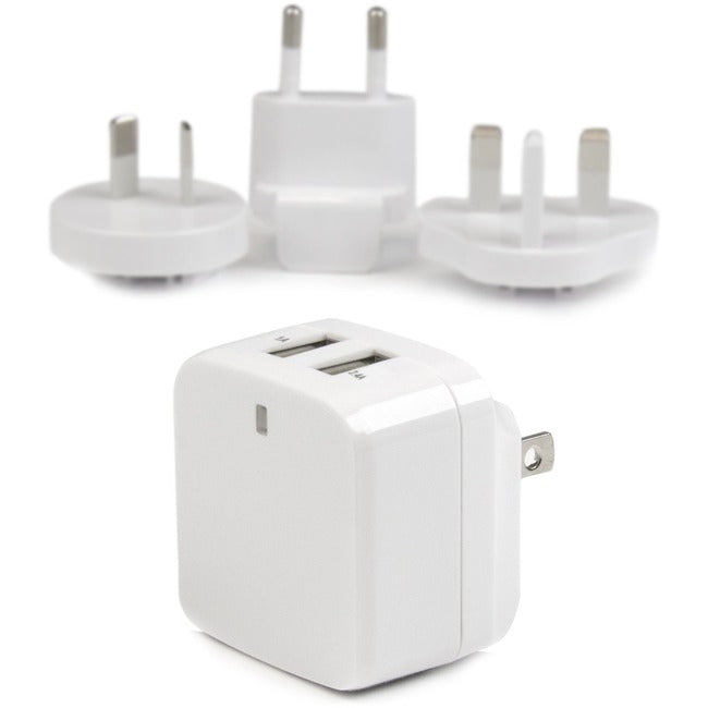 Star Tech.com Travel USB Wall Charger - 2 Port - White - Universal Travel Adapter - International Power Adapter - USB Charger