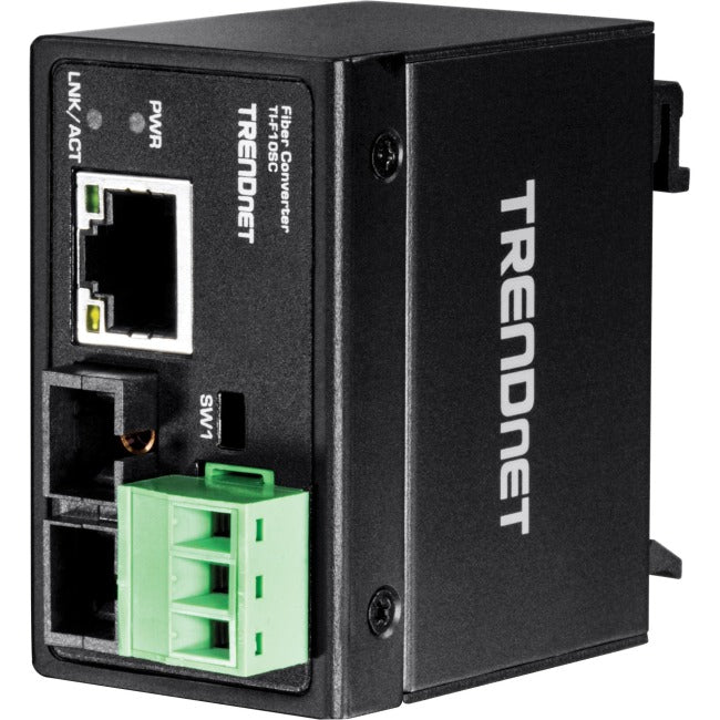 TRENDnet Hardened Industrial 100Base-FX Multi-Mode SC Fiber Converter; (2km; 1.2 Miles); IP40 Rated Housing; TI-F10SC