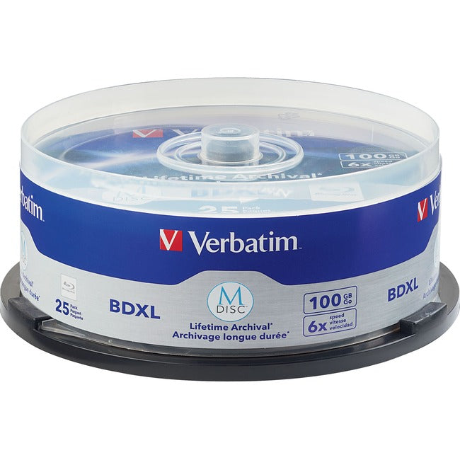 Verbatim Blu-ray Recordable Media - BDXL - 6x - 100 GB - 25 Pack Spindle