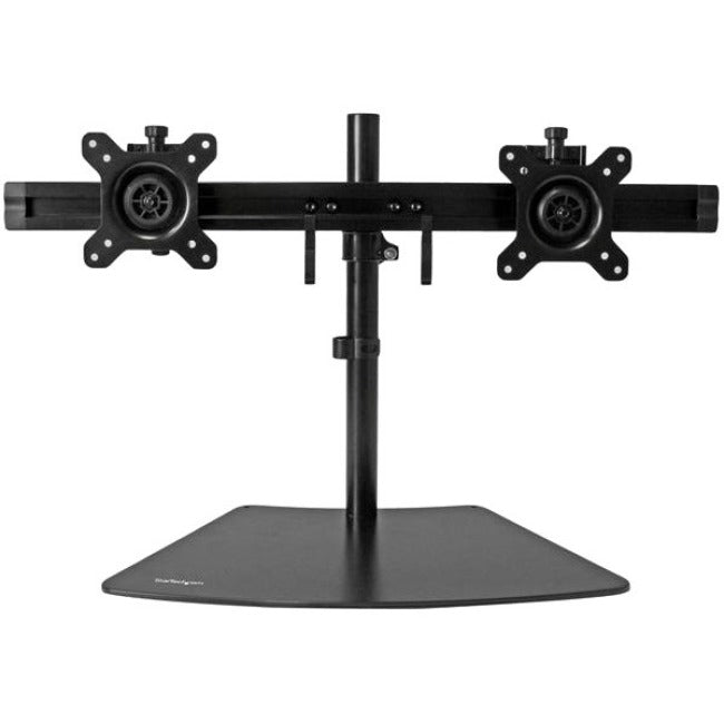 StarTech.com Dual Monitor Stand - Horizontal - For up to 24" VESA Monitors - Black - Adjustable Computer Monitor Stand - Steel & Aluminum