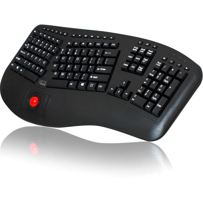 Adesso 2.4 GHz Wireless Ergonomic Trackball Keyboard